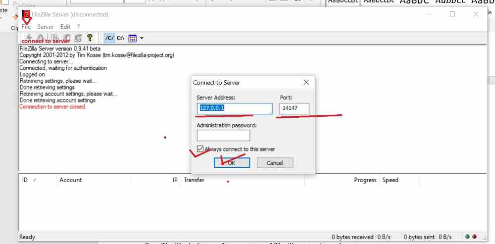 filezillaserver2 VsDevInfo Tech filezilla setting windows OS server localhost