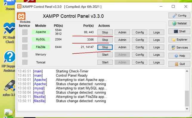 xampppanelstarted VsDevInfo Tech Localhost mysql