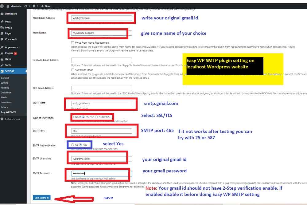 easywpsmtp VsDevInfo Tech smtp setting wordpress