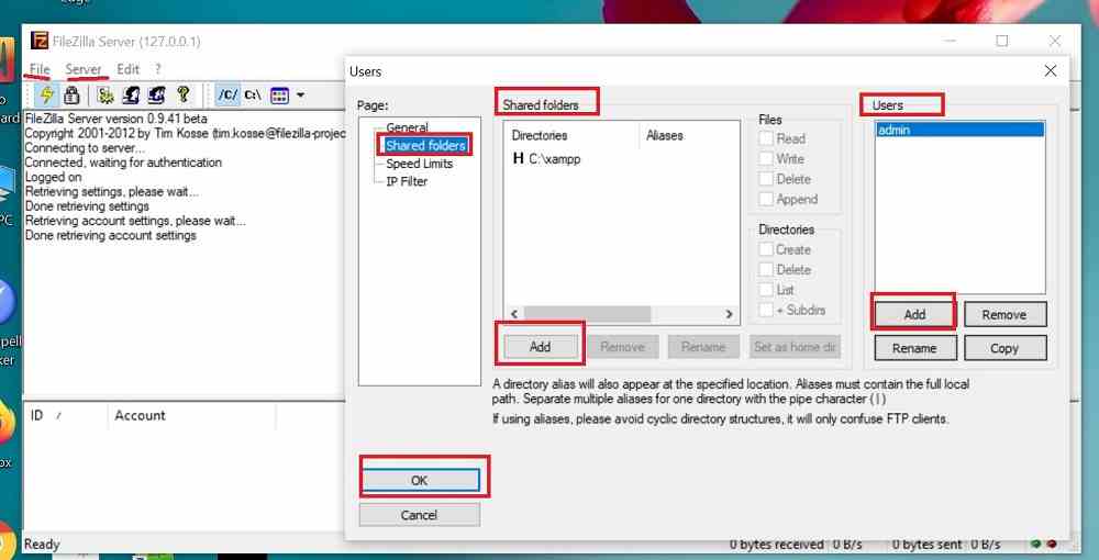filezillaserver1 VsDevInfo Tech filezilla and ftp setting wordpress windows OS