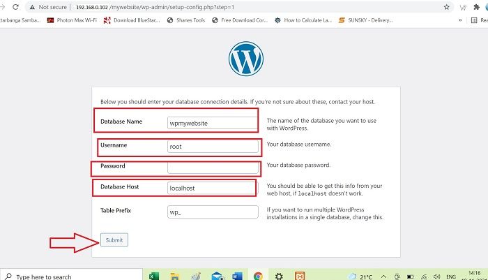 wpinstall4 VsDevInfo Tech wordpress admin id and password localhost windows OS